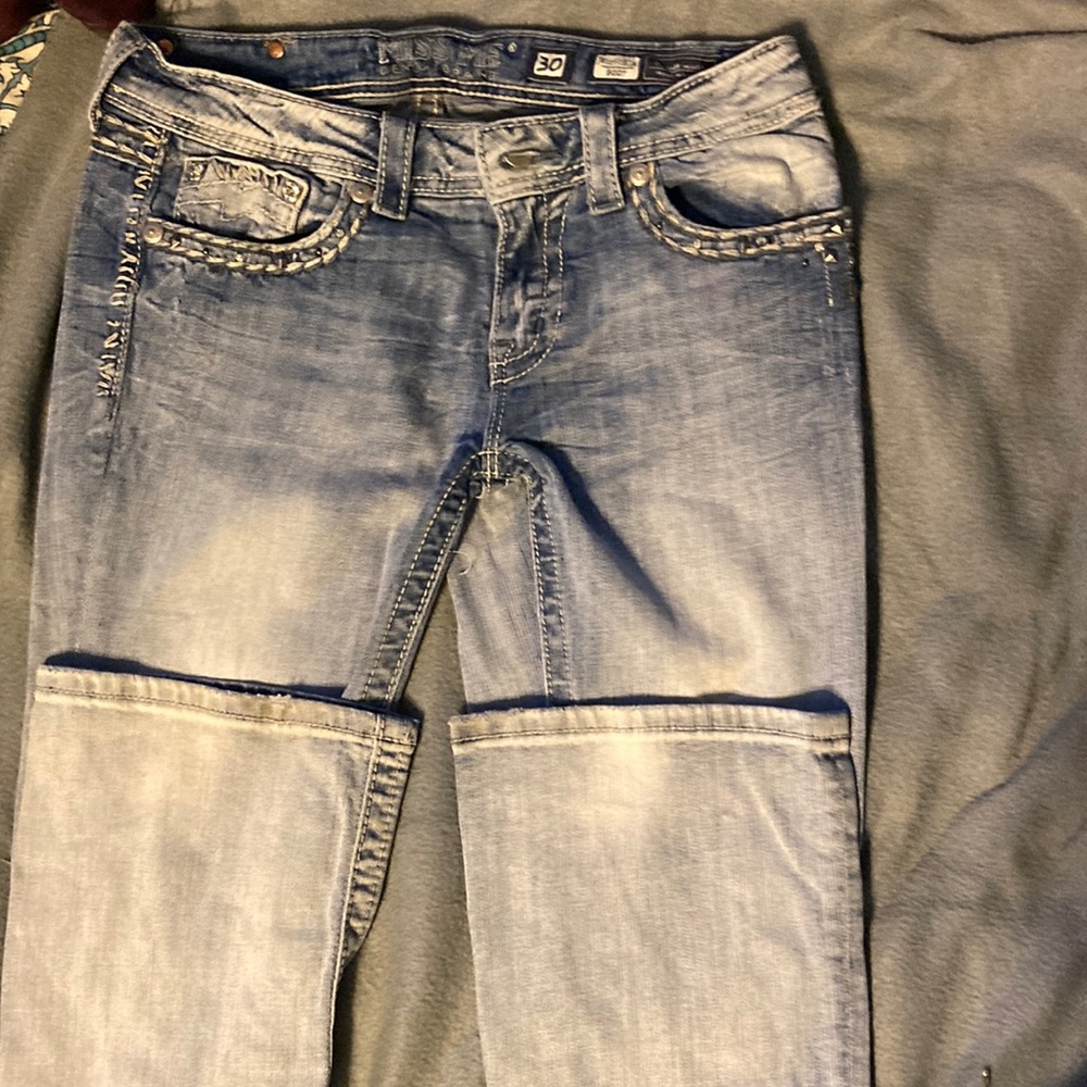 Miss Me boot cut size 30 light wash jeans.
